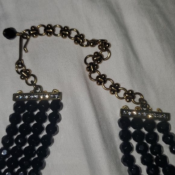 HEIDI DAUS "Armour Intrigue" (Jet) 4-Row Beaded "Buckle" Necklace - Picture 4 of 6